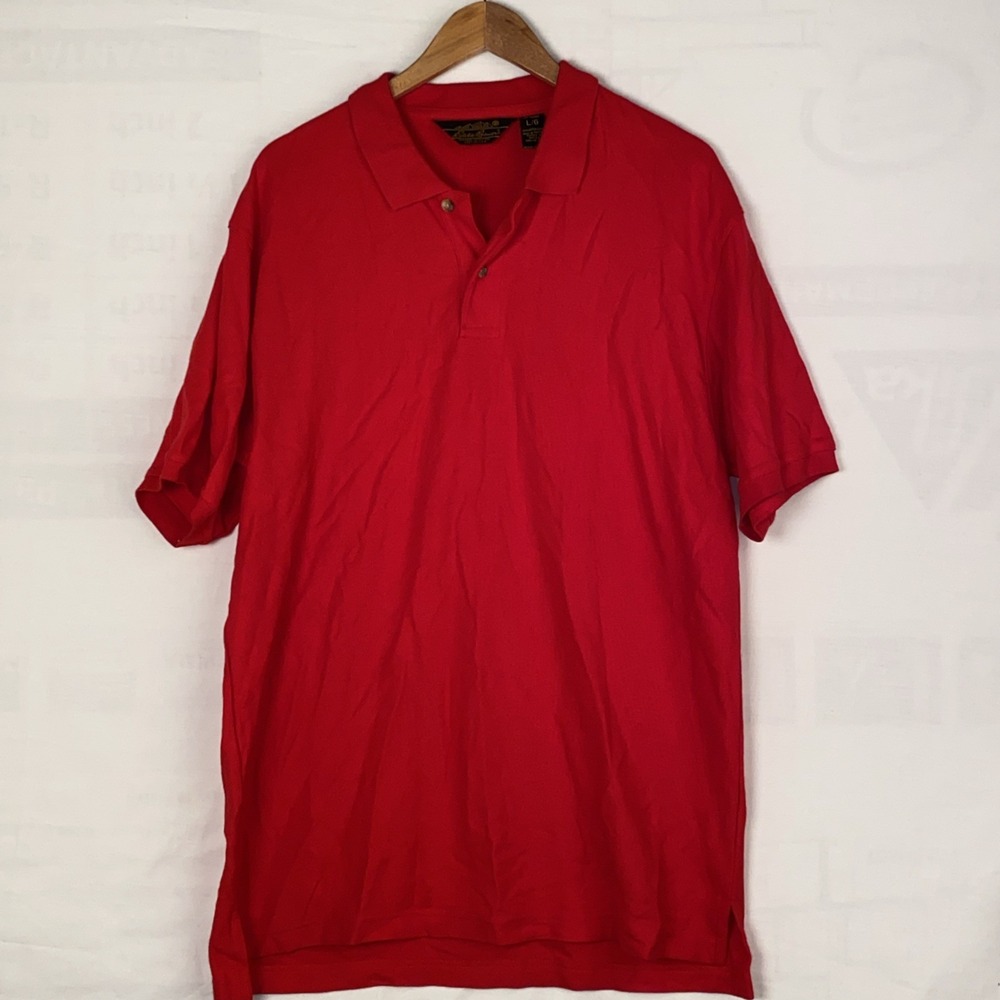 Eddie Bauer Polo Shirt Men's L Red‎ Cotton Short Sleeve